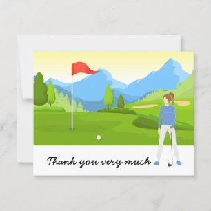 Golf Danke Karte mit Golfer auf Grün
