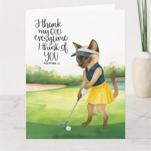 Golf Danke-Karte mit Golfspieler Katzenliebhaber a Dankeskarte