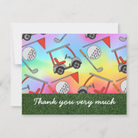 Golf Danke Karte mit Karren und Flagge