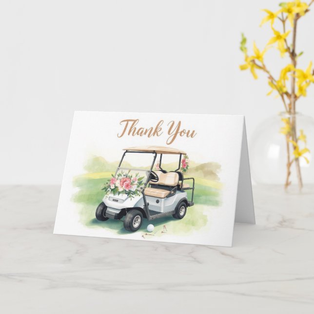 Golf Danke mit Golfwagen und Blumen Karte (Gelbe Blume)