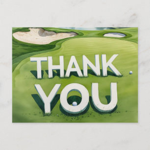 Golf Danke-Text auf Putting Green Postkarte