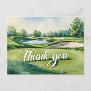 Golf Danke-Text auf Putting Green Postkarte