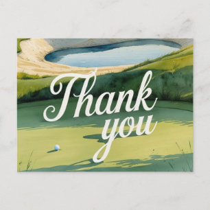 Golf Danke-Text auf Putting Green Postkarte