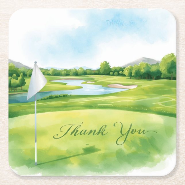 Golf Danke Untersetzer | Eleganter Golfplatz (Vorderseite)