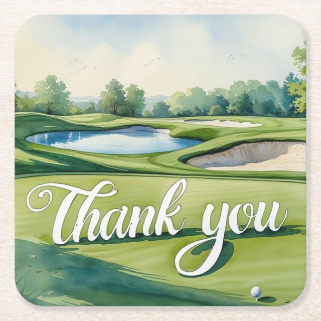 Golf Danke Untersetzer | Eleganter Golfplatz (Vorderseite)