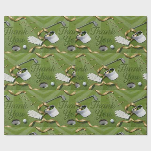 Golf Danke Wort auf Putting Green  Geschenkpapier (Saum)
