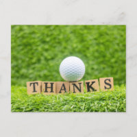 Golf Dankeschön Karte mit Golfball auf Abschlag