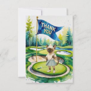 Golf Dankeschön Karte mit Golfer Cat Liebhaber auf