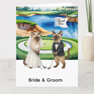 Golf Dankeschön Karte mit Golfer Cat Wedding Party