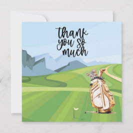 Golf Dankeschön Karte mit Golfwagen Aquarell