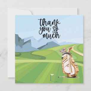 Golf Dankeschön Karte mit Golfwagen Aquarell