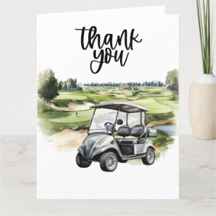 Golf Dankeschön Karte mit Golfwagen Aquarell