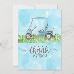 Golf Dankeschön Karte mit Golfwagen Aquarell