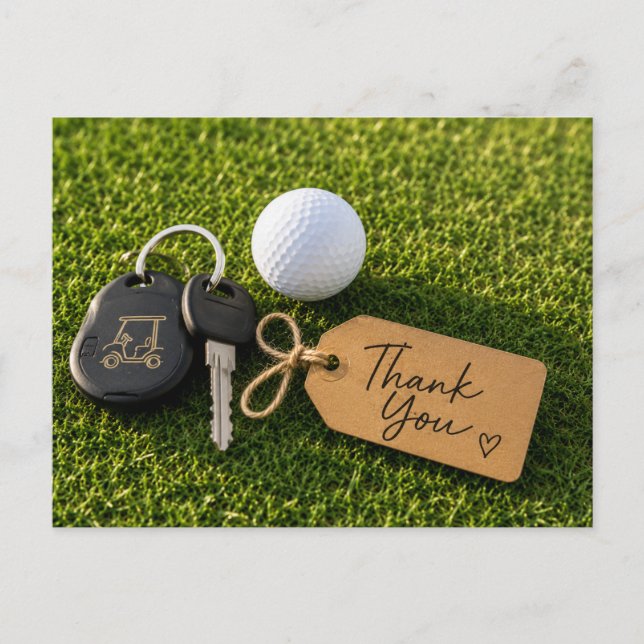 Golf-Dankeskarten mit Golfschläger-Balltasche  Postkarte (Vorderseite)