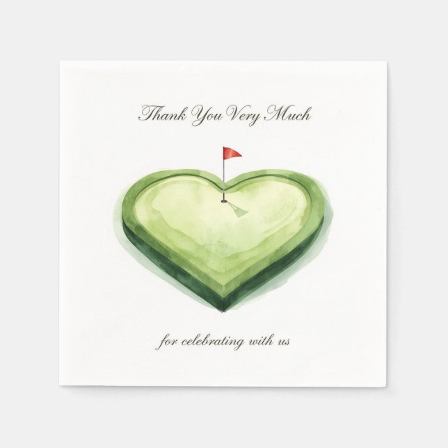 Golf Danksagungstext auf Golfplatz-Aquarell Serviette (Vorderseite)