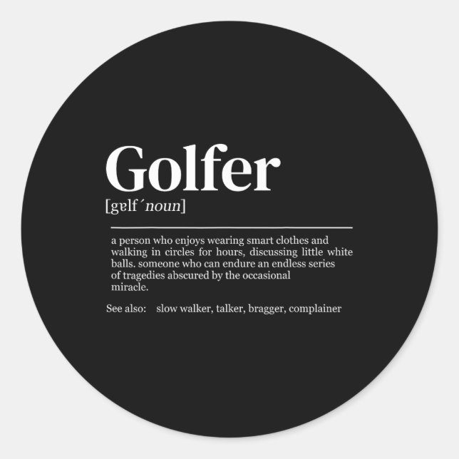 Golf Definition Women Men Golf Player Runder Aufkleber (Vorderseite)