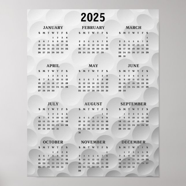 Golf Design 2025 Kalender-Poster Poster (Vorne)