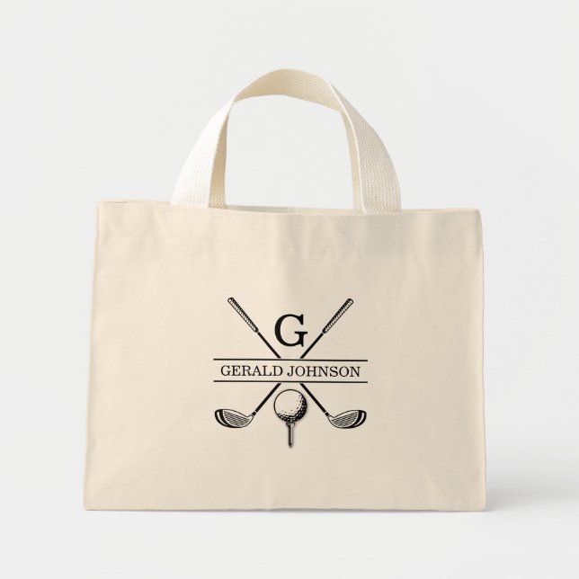 Golf Design Monogramm Vorlage Tote Bag Mini Stoffbeutel (Vorne)