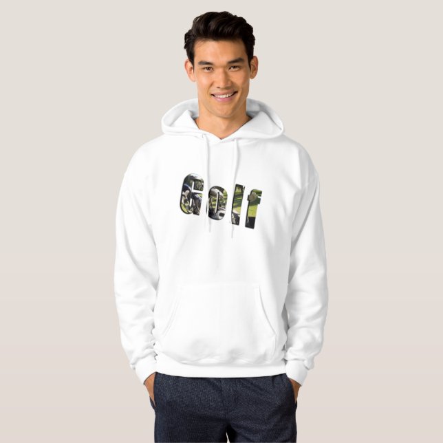 Golf Dimensions Logo, Mens White Hoodie (Vorne ganz)