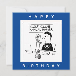 Golf Dinner has Cutlery on Golf Trolley Cartoon Karte