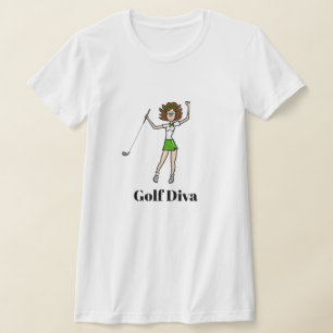 Golf Diva Brünett Golfer T - Shirt