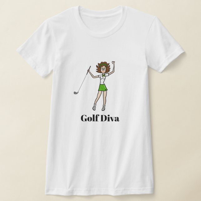 Golf Diva Brünett Golfer T - Shirt (Ablage )