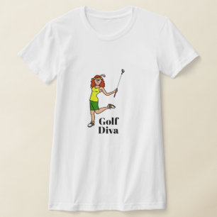 Golf Diva Red Head Auburn T - Shirt Golfer