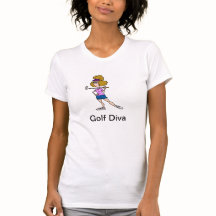 Golf-Diva-T-Shirt mit Cartoon-Frauen-Golfspieler