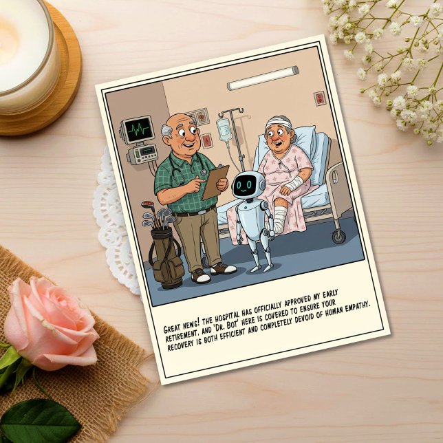 Golf Doctor Introduces Robot Assistant Get Well Postkarte (Von Creator hochgeladen)