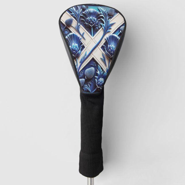 Golf Driver Cover mit Scottish Thistles Design Headcover (Vorderseite)