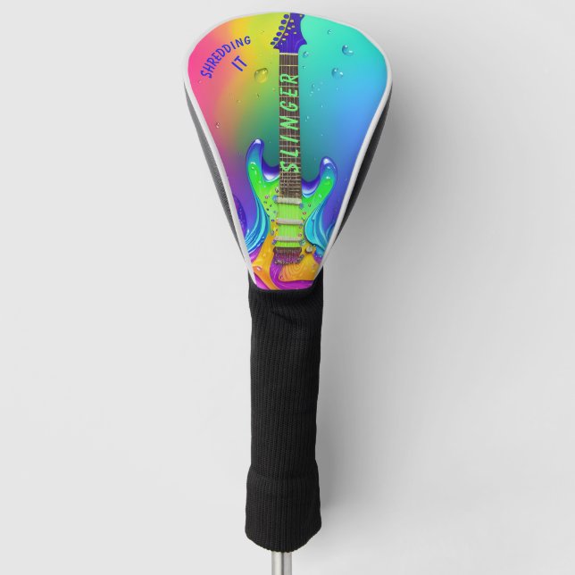 Golf Driver Cover Neon Guitar Boho Design Headcover (Vorderseite)