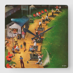 Golf Driving Range by John Falter Quadratische Wanduhr