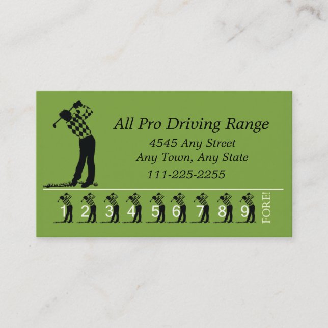 Golf Driving Range - Customer Loyalty Punch Card Treuekarte (Vorderseite)