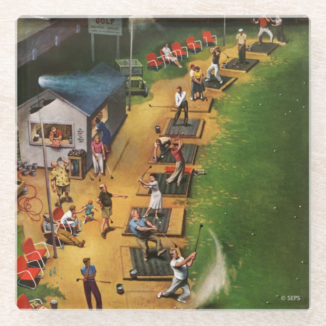 Golf Driving Range von John Falter Glasuntersetzer (Vorderseite)
