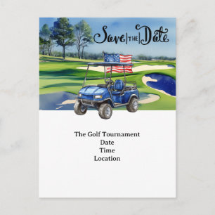 Golf-Einladungskarte zum Unabhängigkeitstag am 4.  Einladungspostkarte