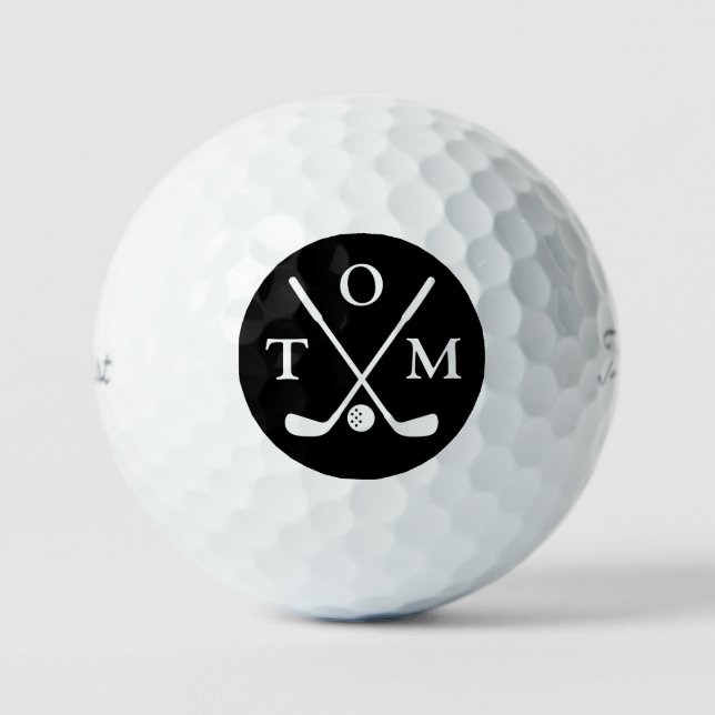 Golf Elegant Modern Monogram Typography Name Golfball (Vorderseite)