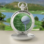 Golf Elegante Golfer-Pension Keepake-Meldung Taschenuhr<br><div class="desc">Sie können eine kurze Nachricht zu dieser Ruhestätte des Golfing Vaters hinzufügen - oder wie es ist verlassen. Geeignet für alle Golfspieler,  die sich auf dem Golfplatz zurückziehen!</div>