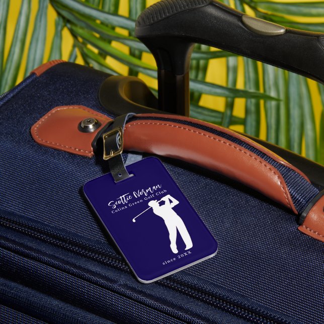 Golf Eleganter Golfer Blaues Gepäckanhänger (Vorderseite Insitu 1)