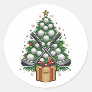 Golf Equipment Christmas Tree Christmas Golf Runder Aufkleber