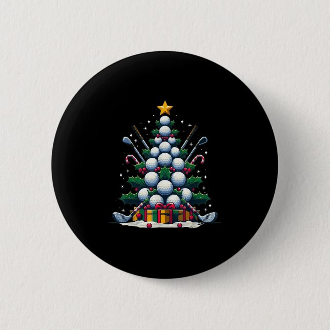 Golf Equipment Christmas Tree Weihnachtsbaum Golfe Button (Vorderseite)