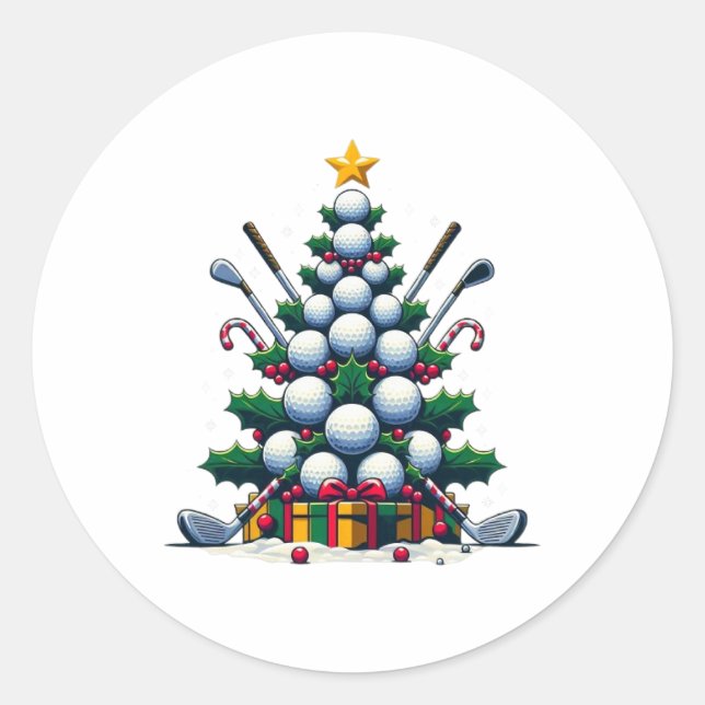 Golf Equipment Christmas Tree Weihnachtsbaum Golfe Runder Aufkleber (Vorderseite)