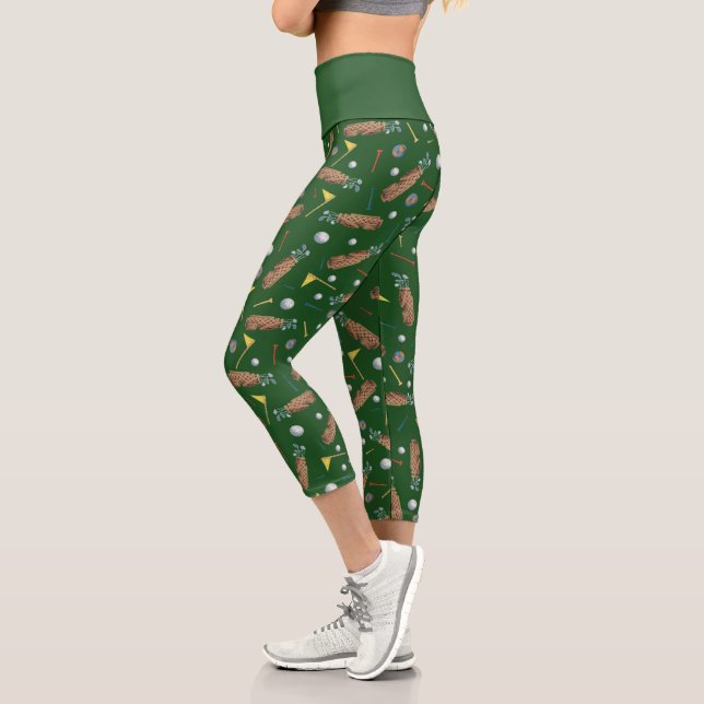 Golf Equipment Green Patches Capri Leggings (Links)