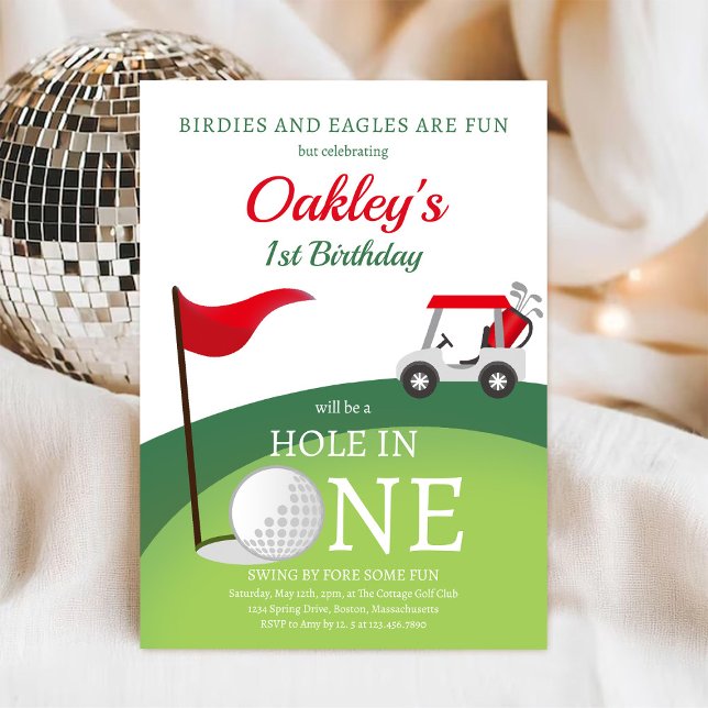 Golf Erste Geburtstagseinladung Einladung (Von Creator hochgeladen)