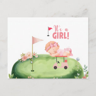 Golf Es ist GIRL Golferbaby auf Golfwagen  Postkar Postkarte