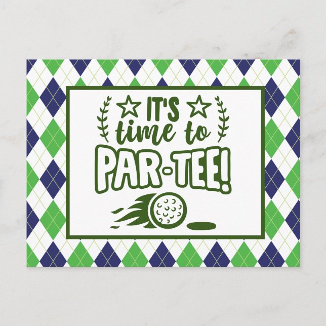 Golf es ist Zeit, Tee Party Postkarte par par par (Vorderseite)