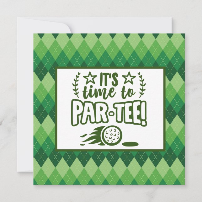 Golf es ist Zeit, Tee Party Postkarte par par par (Vorderseite)