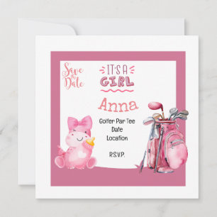 Golf es Mädchen Dusche pinkfarben Thema für Golfer Einladung