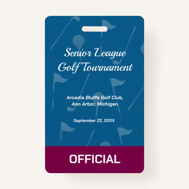 Golf Event Security Badge – Security & Access Pass Ausweis (Vorderseite)