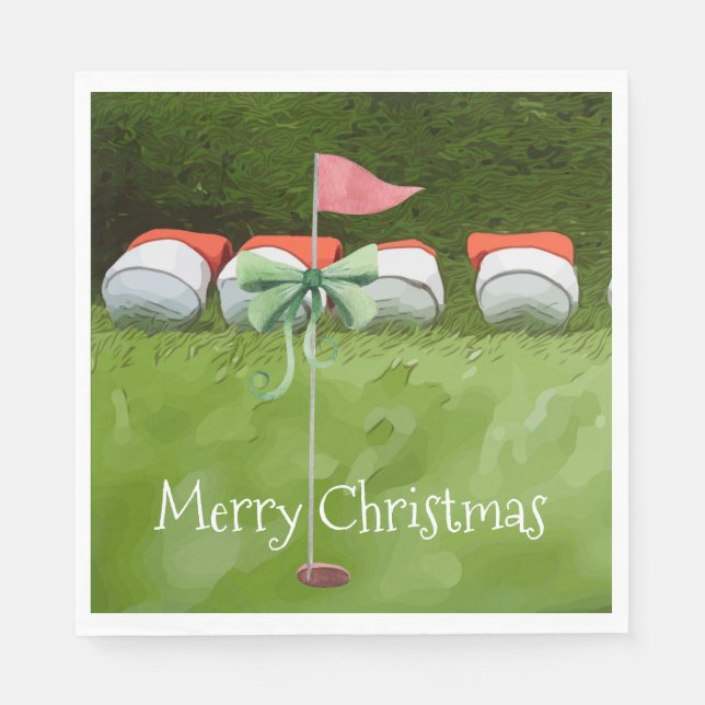Golf Fahne Weihnachten mit vielen Ball Golfer Serviette (Vorderseite)