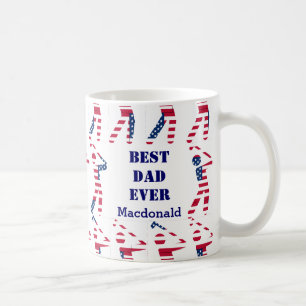 GOLF FAN Bester Vater je Personalisierte USA-Flagg Kaffeetasse